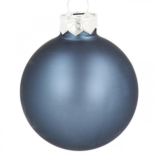 Floristik24 Boules de Noël en verre bleu mat brillant Ø5,5cm 26pcs