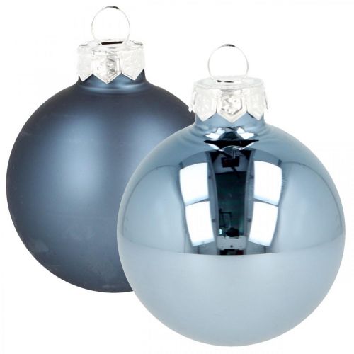 Floristik24 Boules de Noël en verre bleu mat brillant Ø5,5cm 26pcs