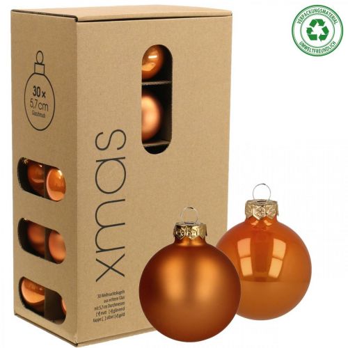 Floristik24 Boules de Noël en verre orange mat brillant Ø5,5cm 26p