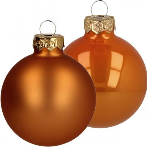 Article Boules de Noël en verre orange mat brillant Ø5,5cm 26p