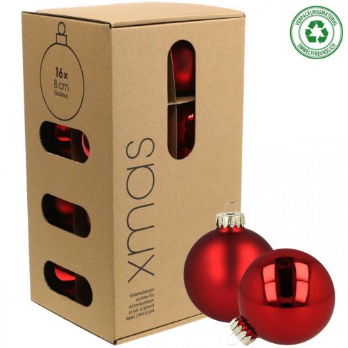 Floristik24 Boules de Noël en verre boules de verre rouge mat brillant Ø8cm 14 pièces
