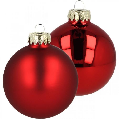 Floristik24 Boules de Noël en verre boules de verre rouge mat brillant Ø8cm 14 pièces