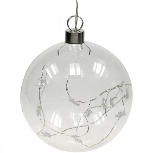 Floristik24 Boule de Noël Boule LED Ø12cm 15L intérieur blanc chaud minuterie