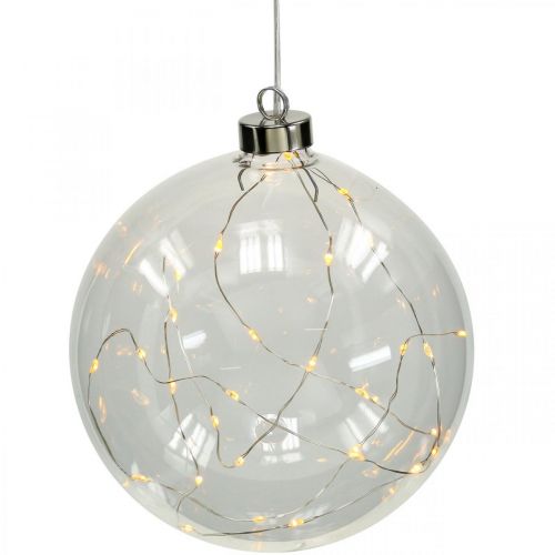 Article Boule de Noël boule LED Ø10cm 15L intérieur blanc chaud timer