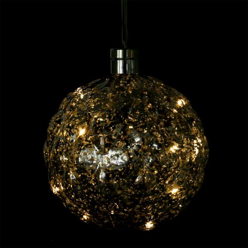 Floristik24 Ballon en plastique argenté Ø20cm avec LED 15er et piles