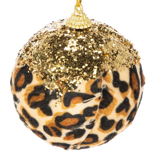 Boule de Noël à motif léopard avec paillettes dorées, 7 cm, lot de 3 | Floristik24.be