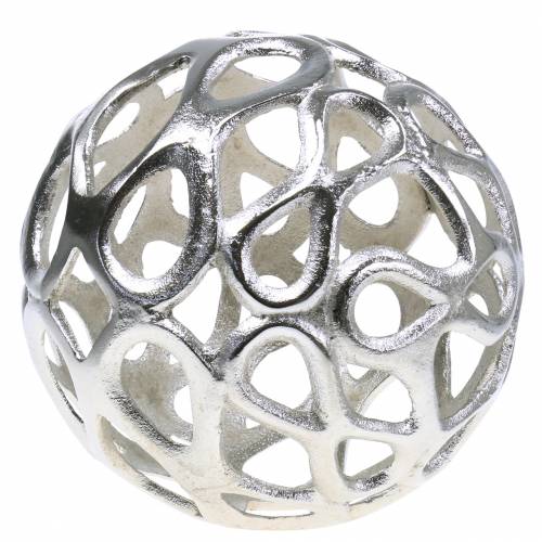 Sphère décorative en métal percé argent Ø20cm-65468