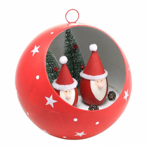 Article Boule de Noël à accrocher Pères Noël et LED rouge Ø20cm pour piles