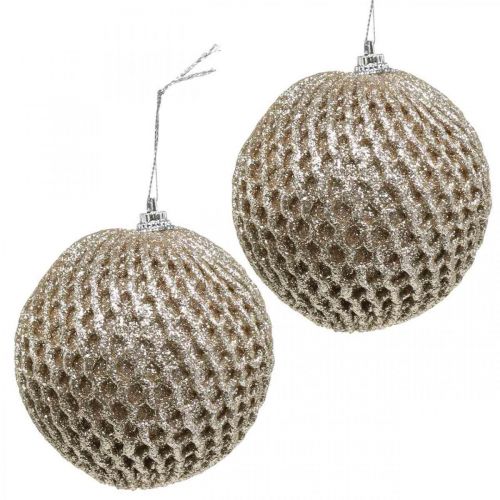 Floristik24 Boule de Noël boule alvéolée champagne Ø8cm 6pcs