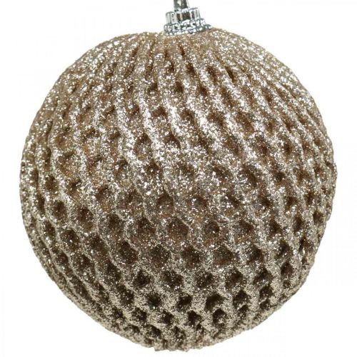 Floristik24 Boule de Noël boule alvéolée champagne Ø8cm 6pcs