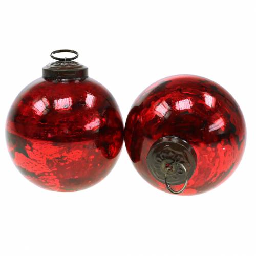 Décorations pour sapin de Noël Boule de Noël en verre rouge Ø10cm 4pcs | Floristik24.be