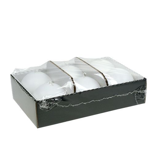 Floristik24 Bougie boule 80mm blanche 6pcs