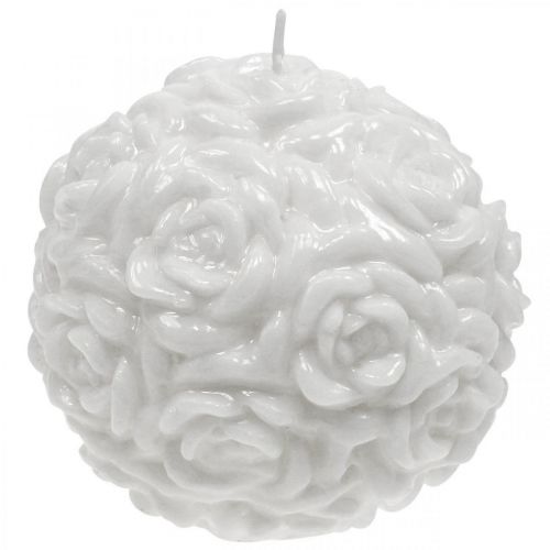 Floristik24 Bougie boule roses bougie ronde blanche décoration de table Ø10.5cm