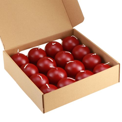 Article Bougies boules 60 mm vieux rouge 16 pièces