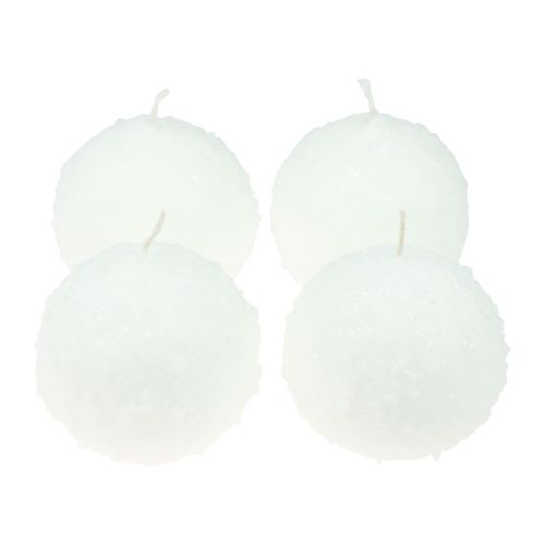 Floristik24 Bougies boules bougies boules de neige blanches bougies boules Ø10cm 4pcs