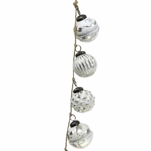 Floristik24 Guirlande de décoration de Noël boules de sapin blanc 120cm