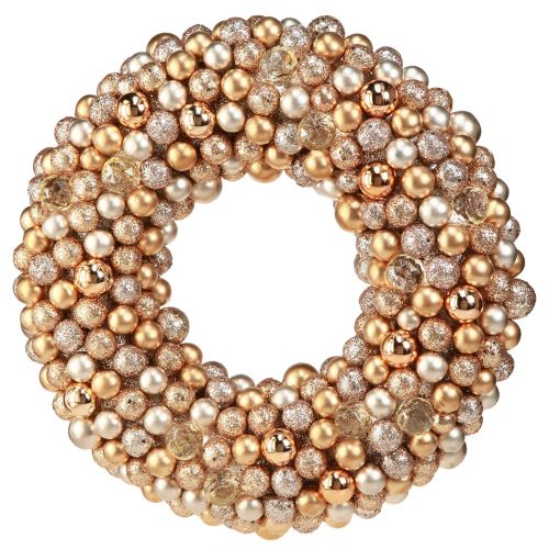 Floristik24 Couronne de boules Couronne de Noël Or Perle Transparent Ø33cm