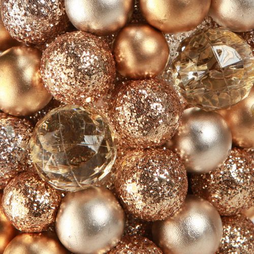 Floristik24 Couronne de boules Couronne de Noël Or Perle Transparent Ø33cm