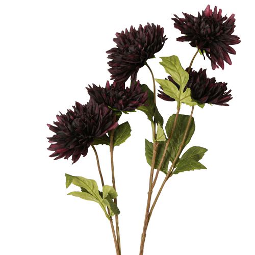 Article Dahlia artificiel avec 5 fleurs bordeaux 105cm