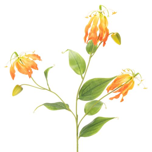 Fleurs artificielles Gloriosa orange à longues tiges pour vases, 80 cm, lot de 3
