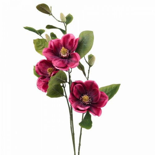 Fleur artificielle branche de magnolia, magnolia artificielle rose 65cm 3pcs
