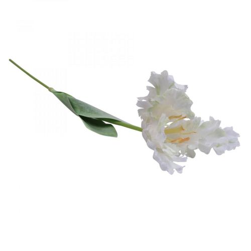 Article Fleur artificielle, tulipe perroquet vert blanc, fleur de printemps 69cm