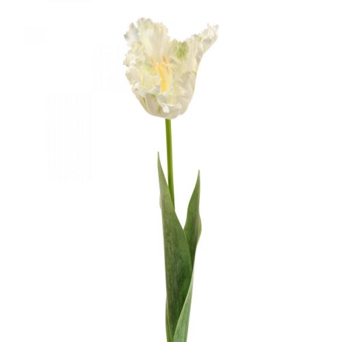 Article Fleur artificielle, tulipe perroquet vert blanc, fleur de printemps 69cm