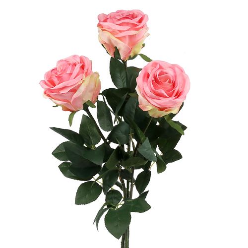 Floristik24 Rose artificielle touffue rose bonbon Ø 10 cm L 65 cm 3 ex