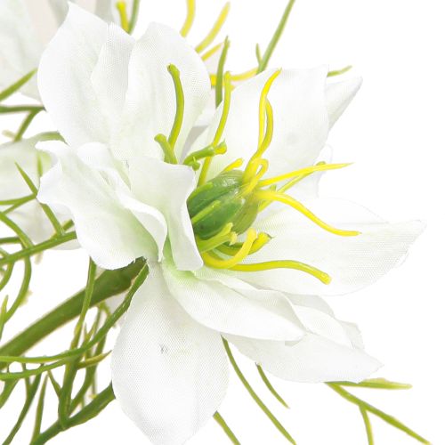 Article Fleurs Artificielles Nigelle Blanche Vierge en Vert 67cm 3 Pcs