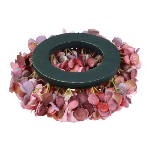 Article Fleurs artificielles décoration couronne d'hortensias artificielle vieux rose Ø26cm