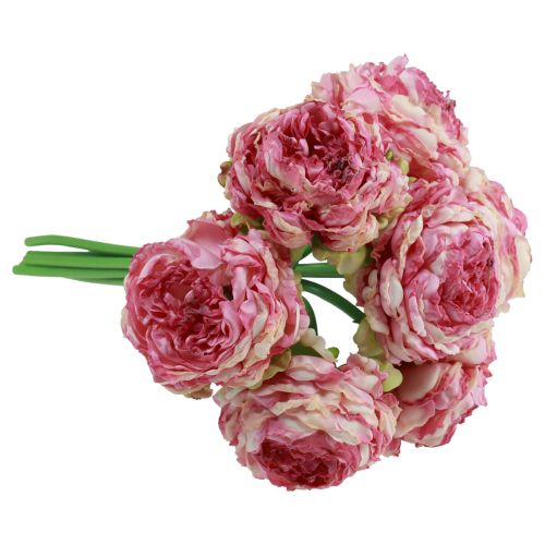 Article Fleurs Artificielles Décoration Pivoines Artificielles Rose Antique 27cm 7 pcs