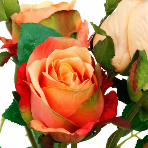 Article Fleurs artificielles, bouquet de roses, décorations de table, fleurs en soie, roses artificielles jaune-orange