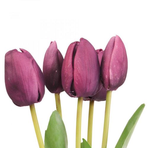 Floristik24 Fleurs artificielles tulipe violette, fleur printanière 48cm lot de 5