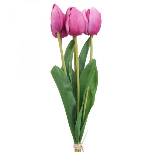 Article Fleurs artificielles tulipe rose, fleur printanière L48cm lot de 5