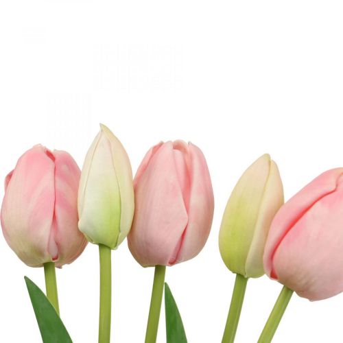 Article Fleurs artificielles tulipe rose, fleur printanière 48cm bouquet de 5