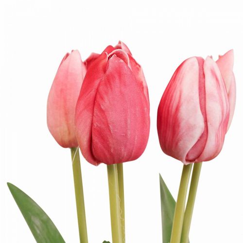 Article Tulipe artificielle rouge, fleur printanière 48cm lot de 5