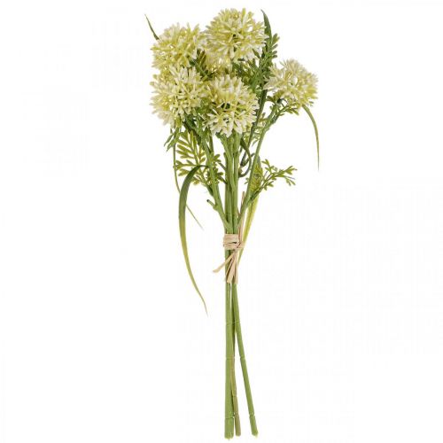 Article Fleurs artificielles allium blanc décoration oignons ornementaux 34cm 3pcs en bouquet