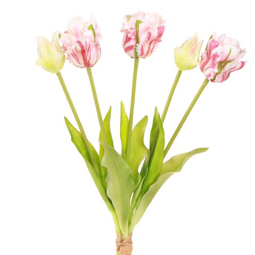 Floristik24 Bouquet de fleurs artificielles 5 tulipes perroquet Tulipes artificielles 40cm