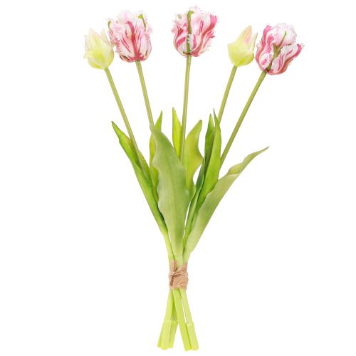Article Bouquet de fleurs artificielles 5 tulipes perroquet Tulipes artificielles 40cm