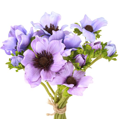 Article Bouquet de fleurs artificielles Anémone Anémone Bleu Violet L28cm