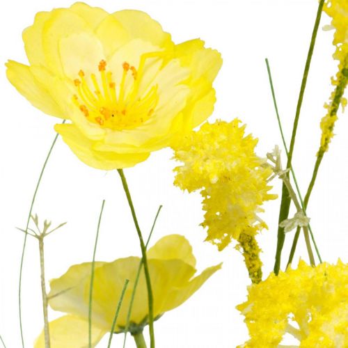 Article Bouquet de fleurs artificielles jaunes, coquelicots et renoncules en bouquet, fleurs en soie, décoration printanière L45cm