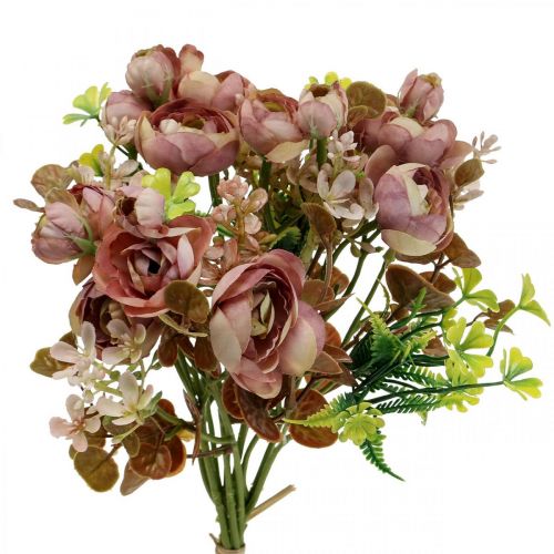 Floristik24 Fleurs artificielles déco bouquet renoncule artificielle rose 32cm