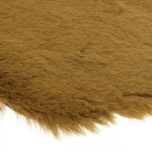 Article Tapis décoratif en fausse fourrure marron 55×38cm