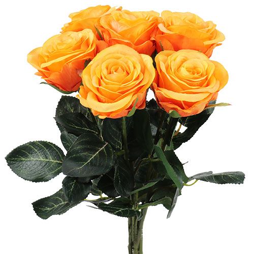 Floristik24 Roses artificielles doubles orange Ø 6 cm L. 37 cm 6 p.