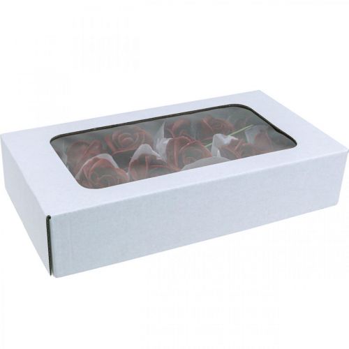 Roses artificielles Bordeaux roses en cire roses décoratives en cire Ø6cm 18 pcs | Floristik24.be