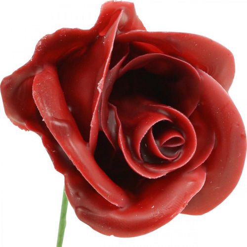 Floristik24 Roses artificielles Bordeaux roses en cire roses décoratives en cire Ø6cm 18 pcs