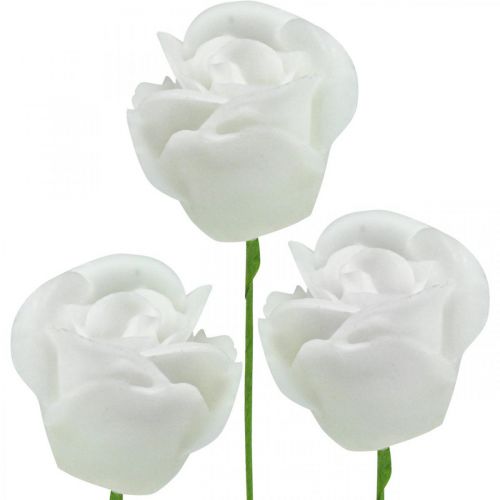 Floristik24 Roses artificielles roses en cire crème roses déco wax Ø6cm 18 pièces