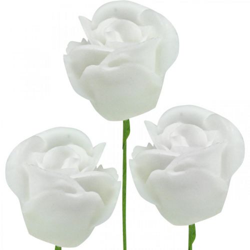 Article Roses artificielles roses en cire crème roses déco wax Ø6cm 18 pièces