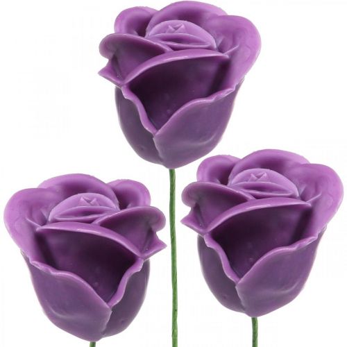 Article Roses artificielles roses en cire violettes roses décoratives en cire Ø6cm 18 pcs