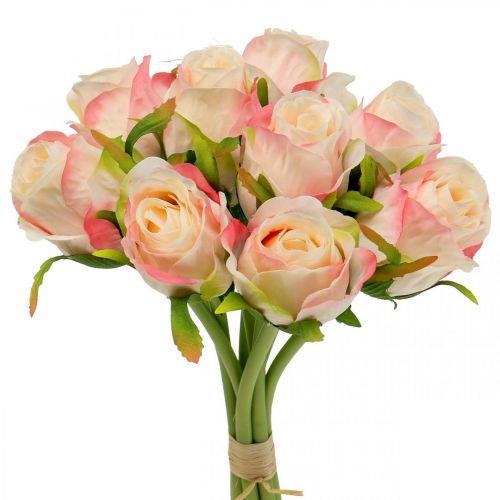 Floristik24 Roses artificielles rose abricot roses artificielles 28cm bouquet 9pcs